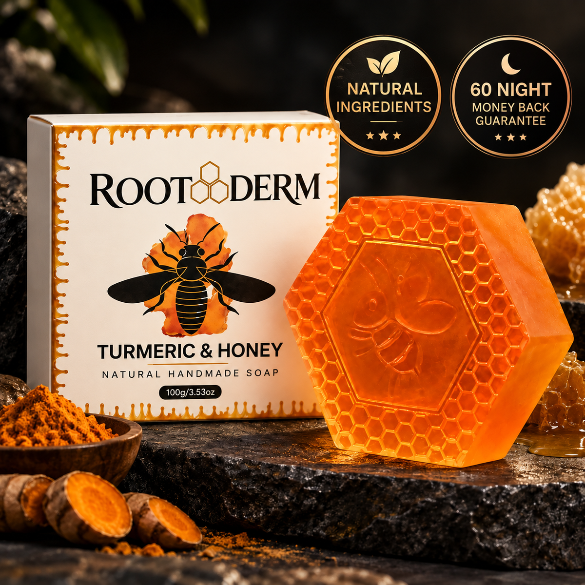 RootDerm Turmeric + Honey Bar